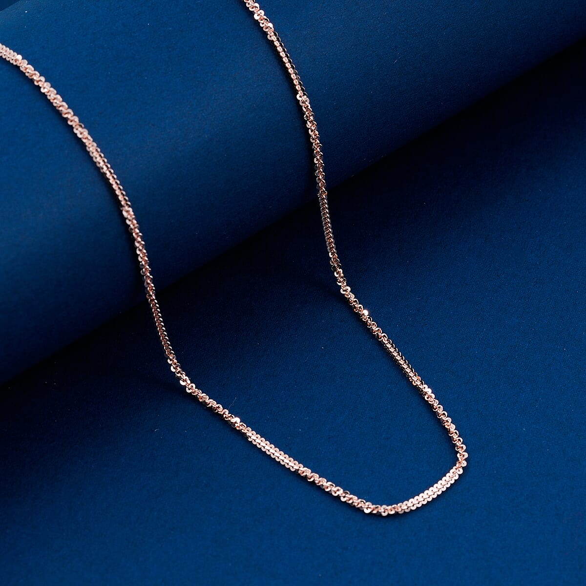 Italian Diamond-cut Rock Chain Necklace in 14K Rose Gold Over Sterling Silver 3.22 Grams 20 Inches image number 1