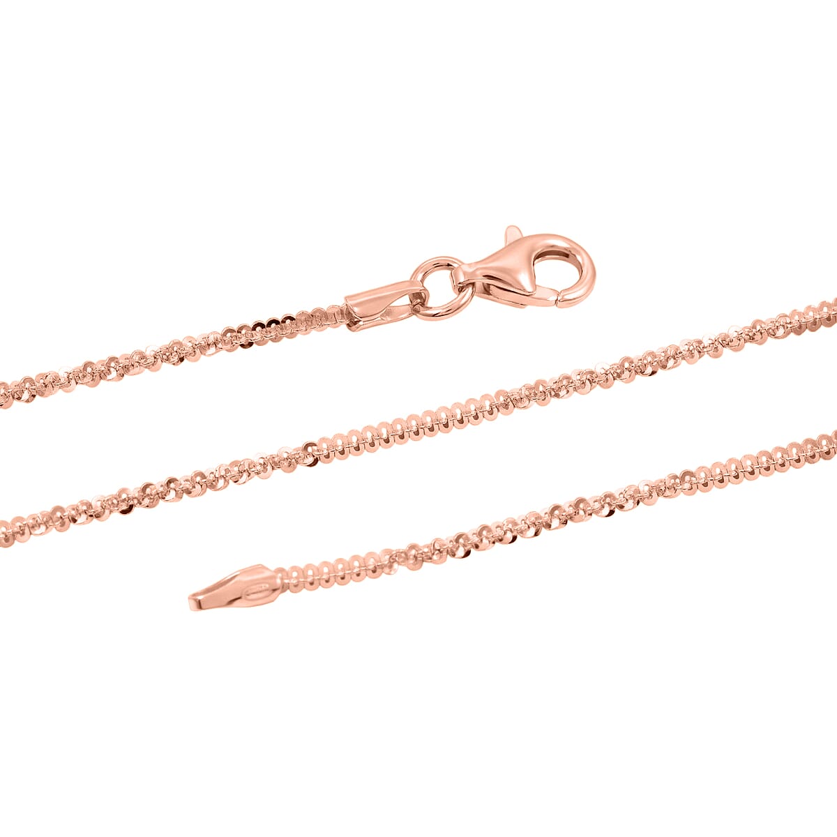 Italian Diamond-cut Rock Chain Necklace in 14K Rose Gold Over Sterling Silver 3.22 Grams 20 Inches image number 4