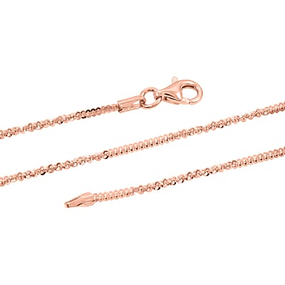 Italian Diamond-cut Rock Chain Necklace in 14K Rose Gold Over Sterling Silver 3.22 Grams 20 Inches