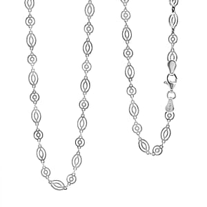Italian Arte Chain Necklace in Rhodium Over Sterling Silver 4.62 Grams 20 Inches