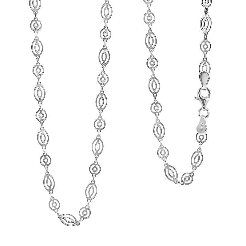 Italian Arte Chain Necklace in Rhodium Over Sterling Silver 4.62 Grams 20 Inches