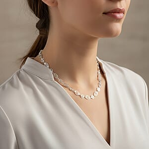 Italian Arte Chain Necklace in Rhodium Over Sterling Silver 4.62 Grams 20 Inches