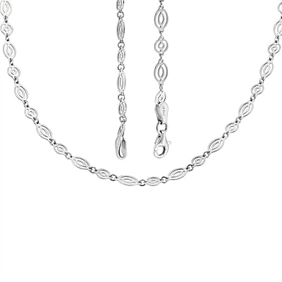 Italian Arte Chain Necklace in Rhodium Over Sterling Silver 4.62 Grams 20 Inches