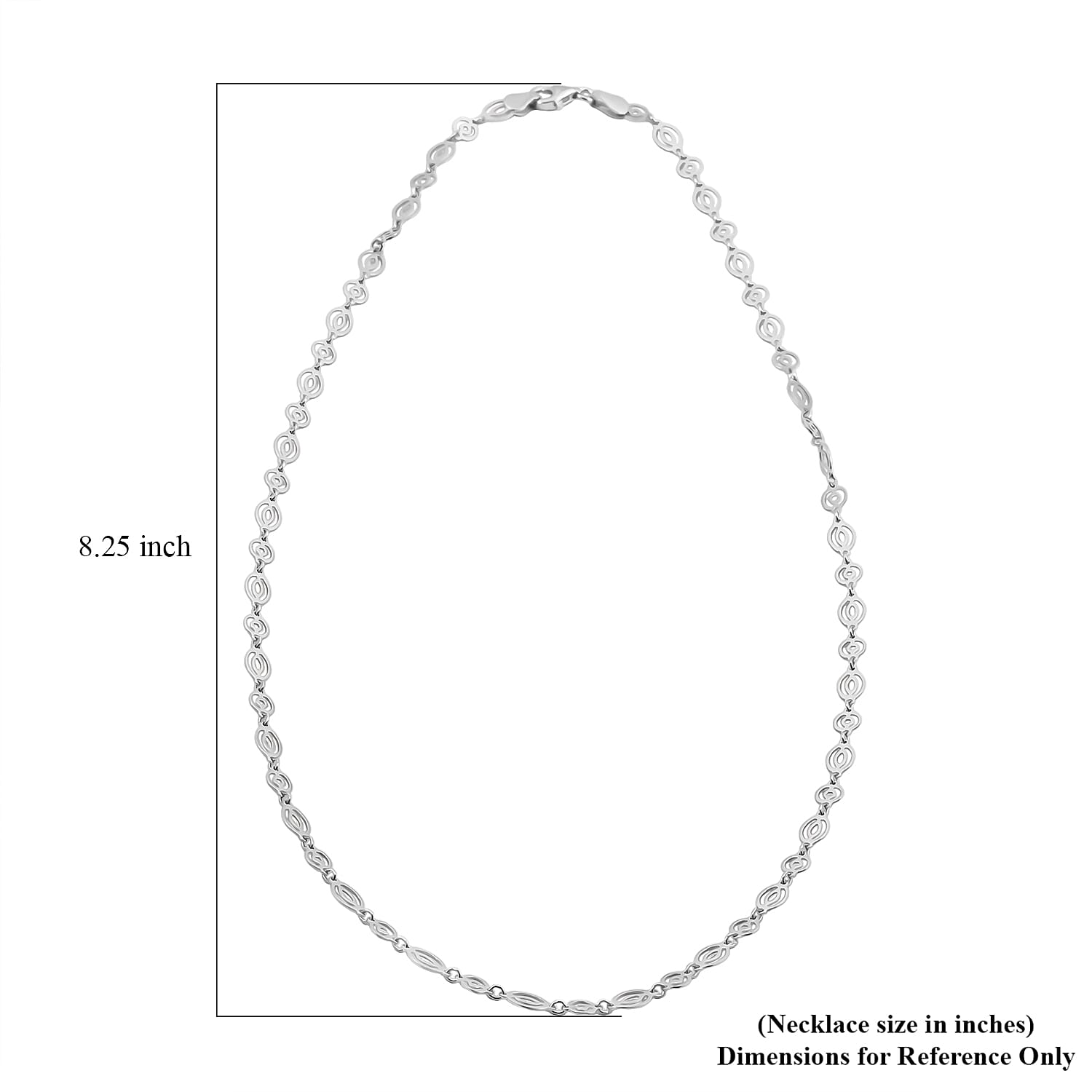 Italian Arte Chain Necklace in Rhodium Over Sterling Silver 4.62 Grams 20 Inches