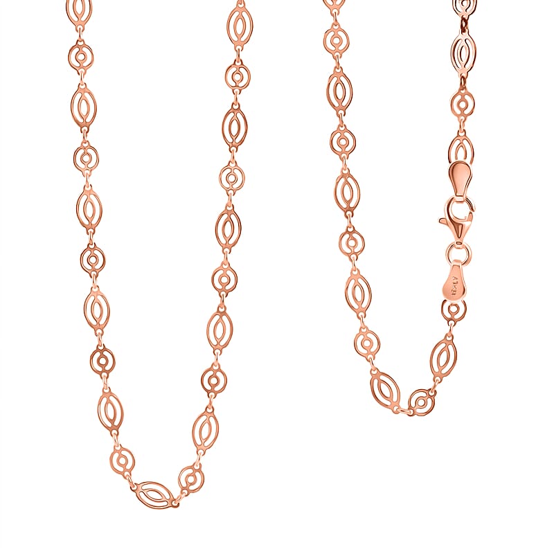 Italian Arte Chain Necklace in 14K Rose Gold Over Sterling Silver 4.62 Grams 20 Inches