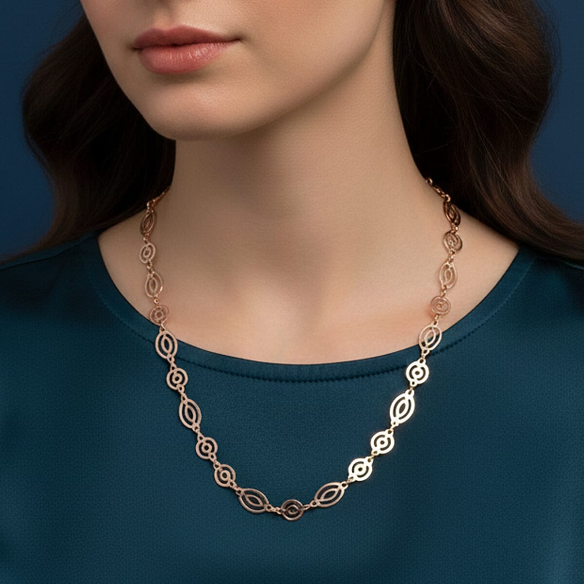 Italian Arte Chain Necklace in 14K Rose Gold Over Sterling Silver 4.62 Grams 20 Inches image number 2