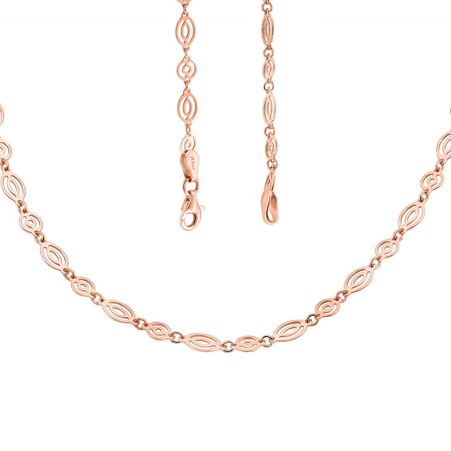 Italian Arte Chain Necklace in 14K Rose Gold Over Sterling Silver 4.62 Grams 20 Inches