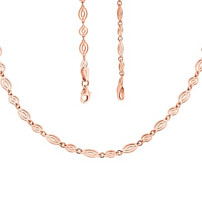 Italian Arte Chain Necklace in 14K Rose Gold Over Sterling Silver 4.62 Grams 20 Inches