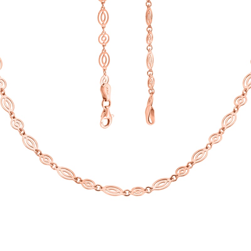 Italian Arte Chain Necklace in 14K Rose Gold Over Sterling Silver 4.62 Grams 20 Inches