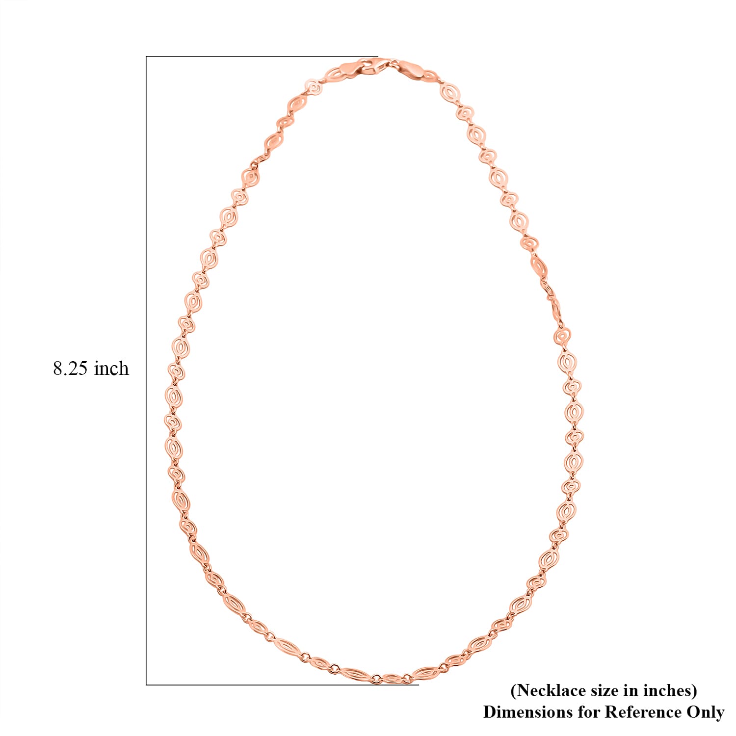 Italian Arte Chain Necklace in 14K Rose Gold Over Sterling Silver 4.62 Grams 20 Inches