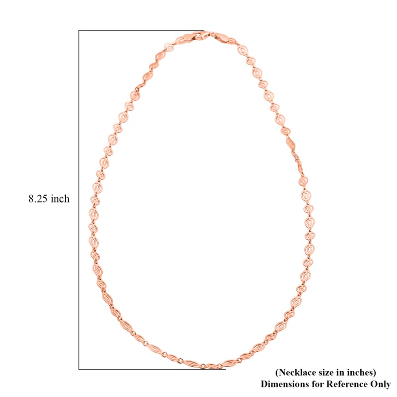 Italian Arte Chain Necklace in 14K Rose Gold Over Sterling Silver 4.62 Grams 20 Inches