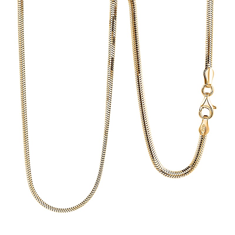 Italian 14K YG Over Sterling Silver Diamond-cut Dragon Tail Chain Necklace (20 Inches) (5.32 Grams)
