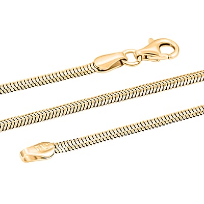 Italian 14K YG Over Sterling Silver Diamond-cut Dragon Tail Chain Necklace (20 Inches) (5.32 Grams)