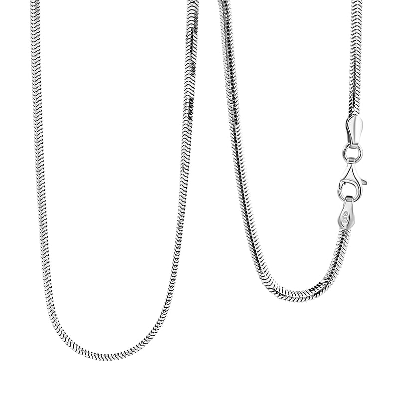 Italian Rhodium Over Sterling Silver Diamond-cut Dragon Tail Chain Necklace (20 Inches) (4.97 Grams)