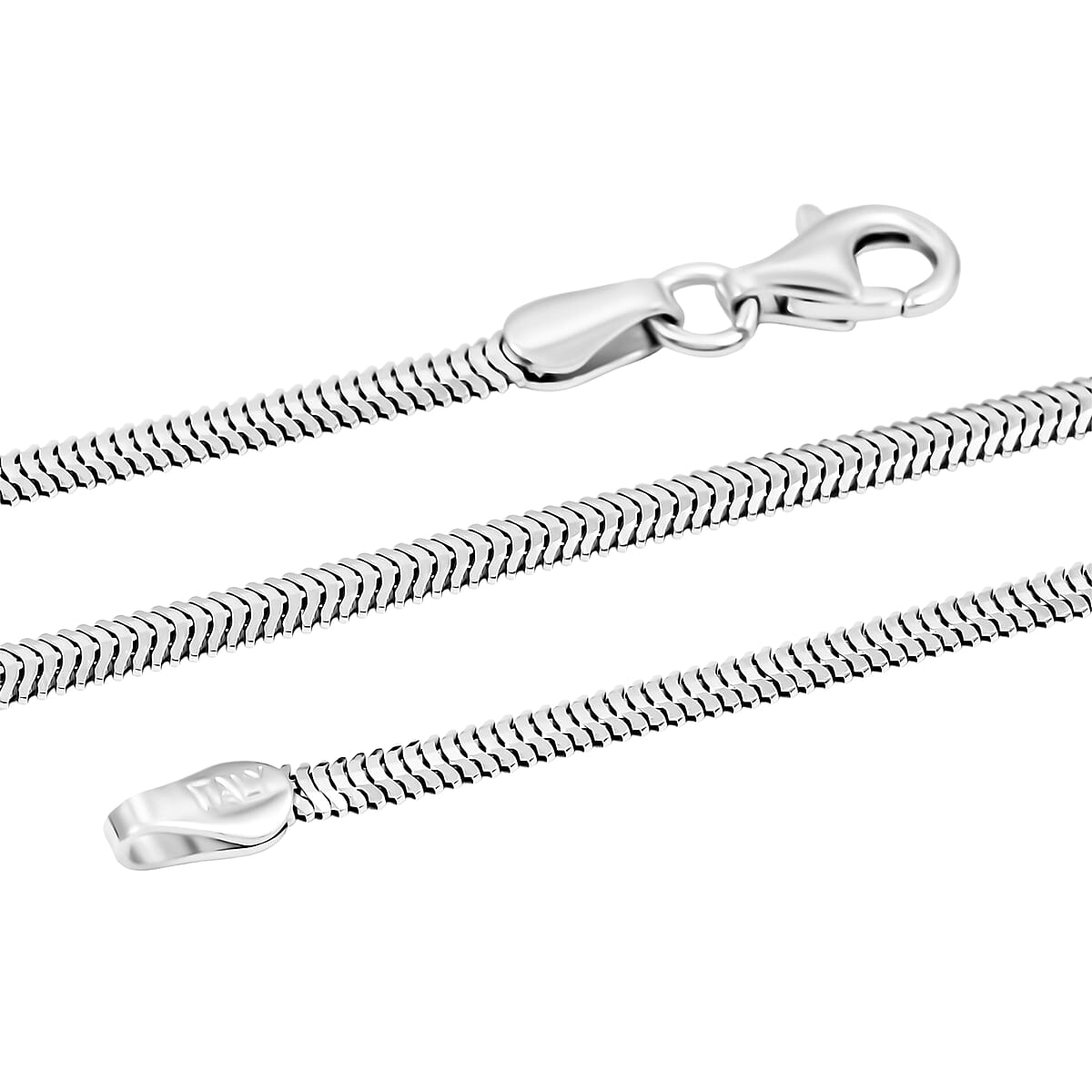 Italian Rhodium Over Sterling Silver Diamond-cut Dragon Tail Chain Necklace (20 Inches) (4.97 Grams) image number 5