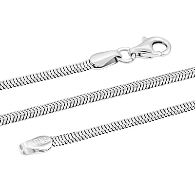 Italian Rhodium Over Sterling Silver Diamond-cut Dragon Tail Chain Necklace (20 Inches) (4.97 Grams)