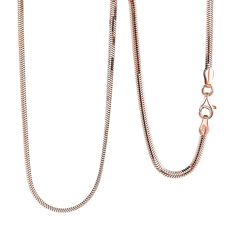 Italian 14K RG Over Sterling Silver Diamond-cut Dragon Tail Chain Necklace (20 Inches) (4.90 Grams)