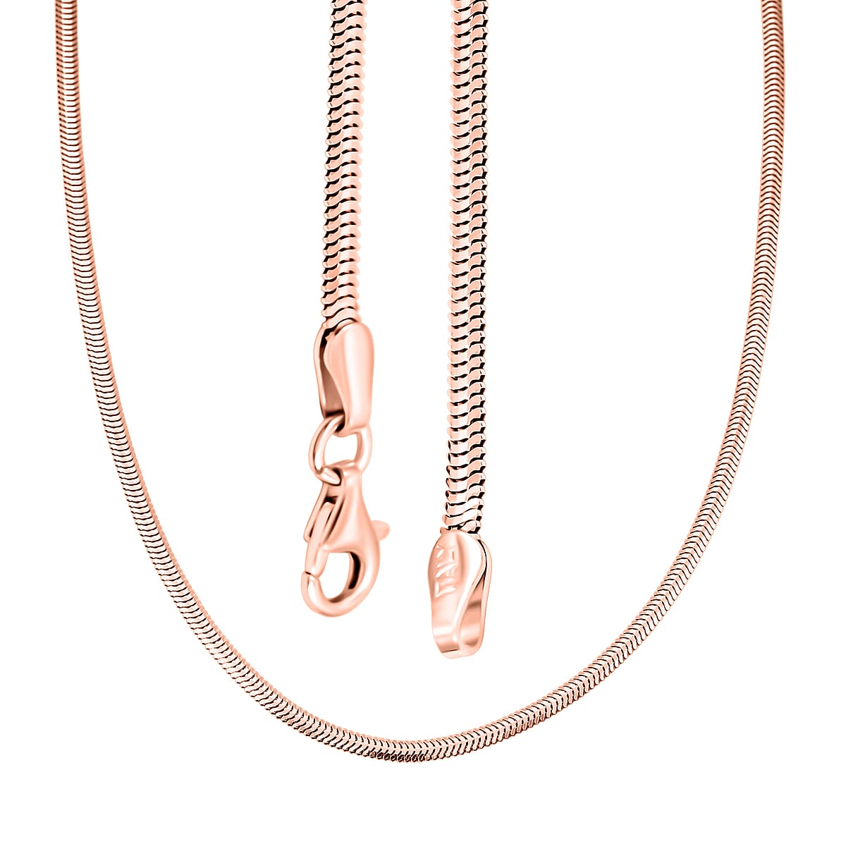 Italian 14K RG Over Sterling Silver Diamond-cut Dragon Tail Chain Necklace (20 Inches) (4.90 Grams) image number 4