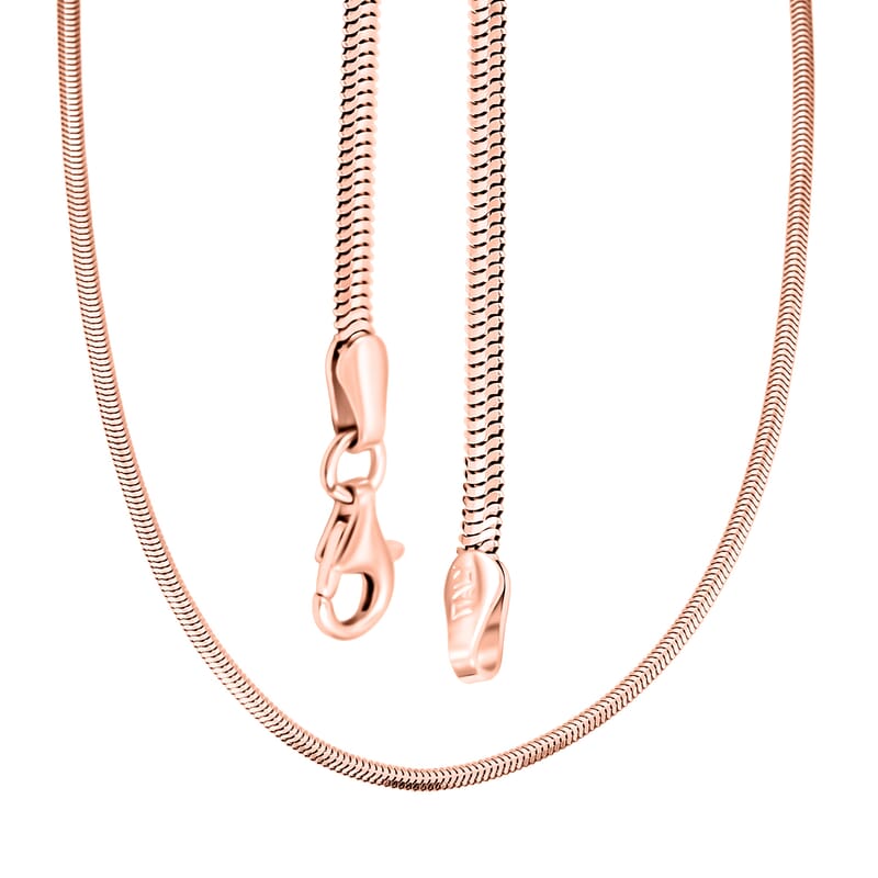 Italian 14K RG Over Sterling Silver Diamond-cut Dragon Tail Chain Necklace (20 Inches) (4.90 Grams)