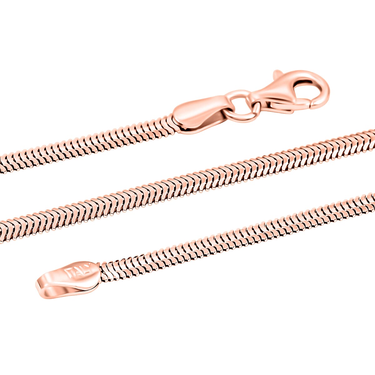 Italian 14K RG Over Sterling Silver Diamond-cut Dragon Tail Chain Necklace (20 Inches) (4.90 Grams) image number 5