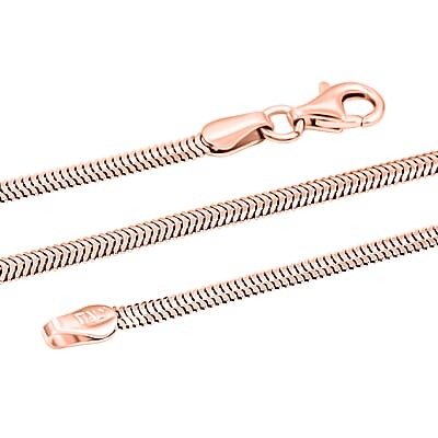 Italian 14K RG Over Sterling Silver Diamond-cut Dragon Tail Chain Necklace (20 Inches) (4.90 Grams)