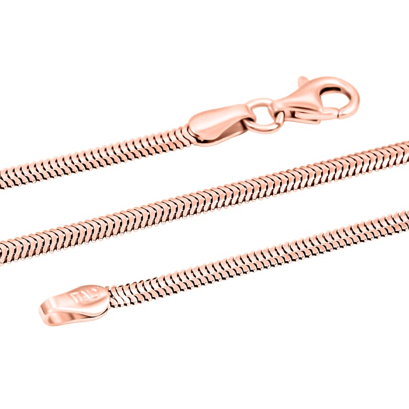 Italian 14K RG Over Sterling Silver Diamond-cut Dragon Tail Chain Necklace (20 Inches) (4.90 Grams)