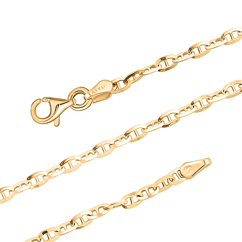 Italian Brillucci Chain Necklace in 14K Yellow Gold Over Sterling Silver 4.84 Grams 20 Inches