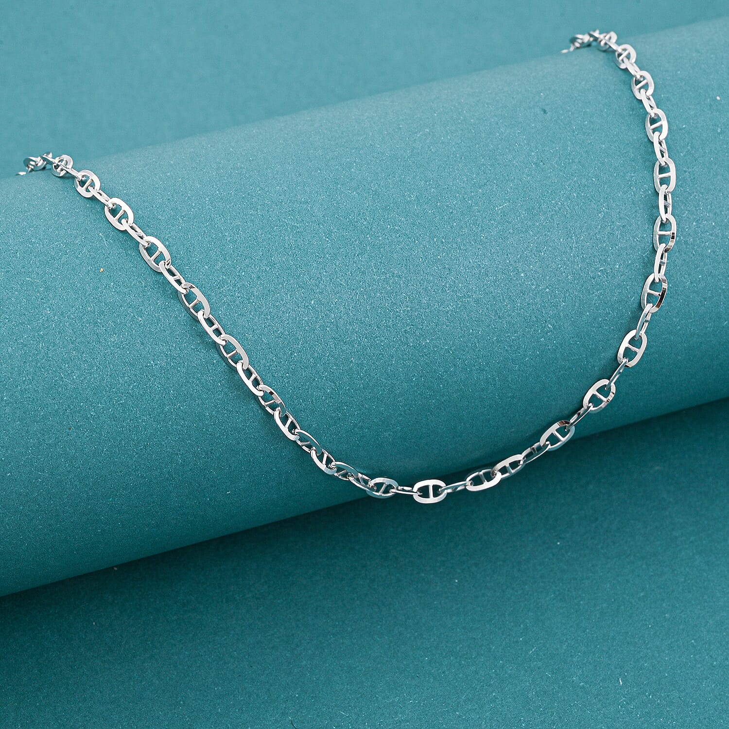 Italian Brillucci Chain Necklace in Rhodium Over Sterling Silver 4.84 Grams 20 Inches