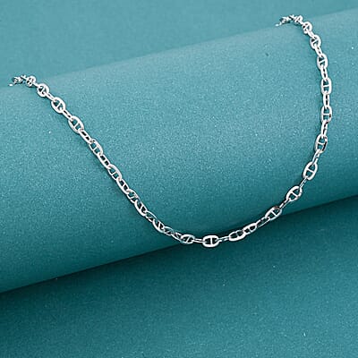 Italian Brillucci Chain Necklace in Rhodium Over Sterling Silver 4.84 Grams 20 Inches