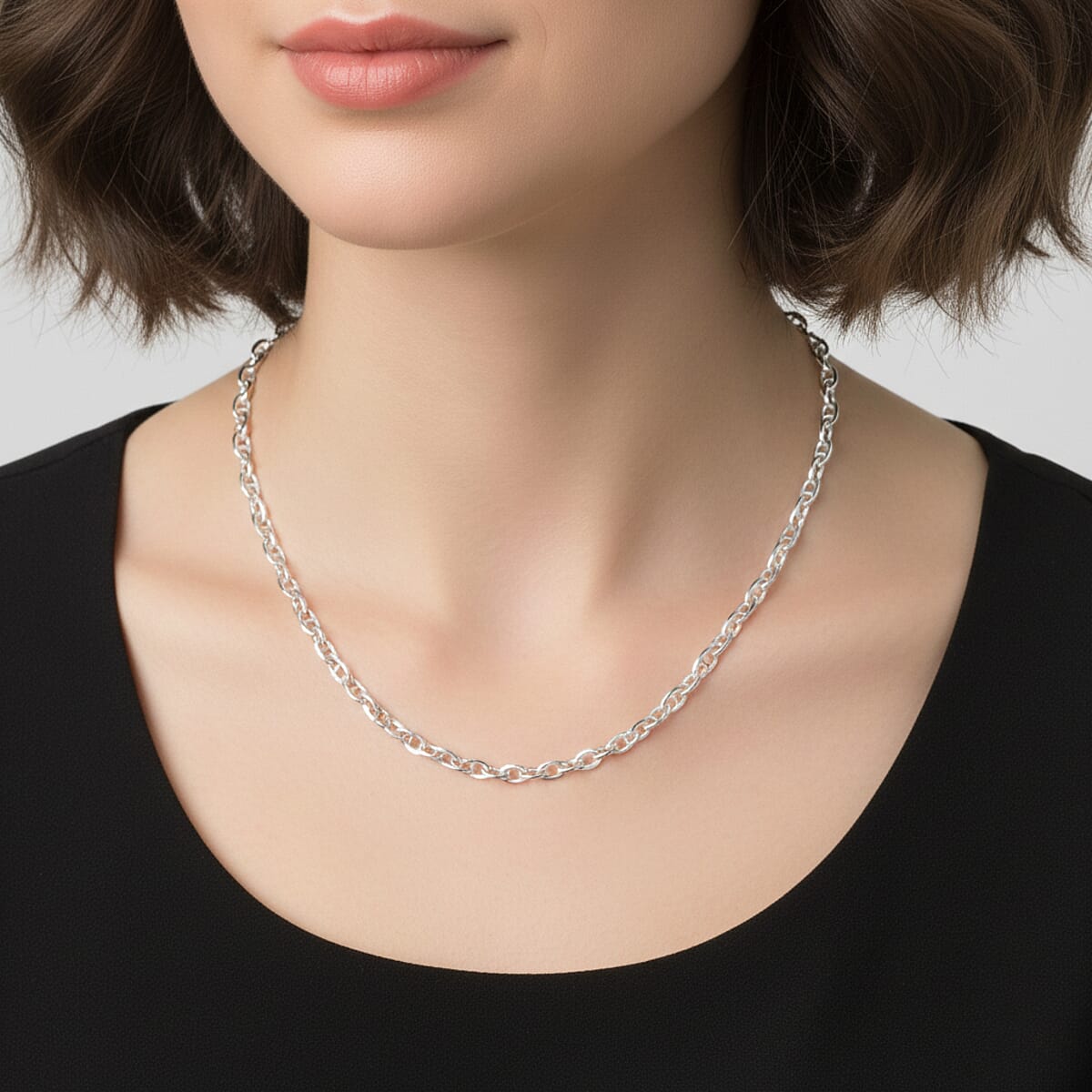 Italian Brillucci Chain Necklace in Rhodium Over Sterling Silver 4.84 Grams 20 Inches image number 2