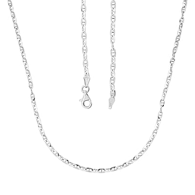 Italian Brillucci Chain Necklace in Rhodium Over Sterling Silver 4.84 Grams 20 Inches