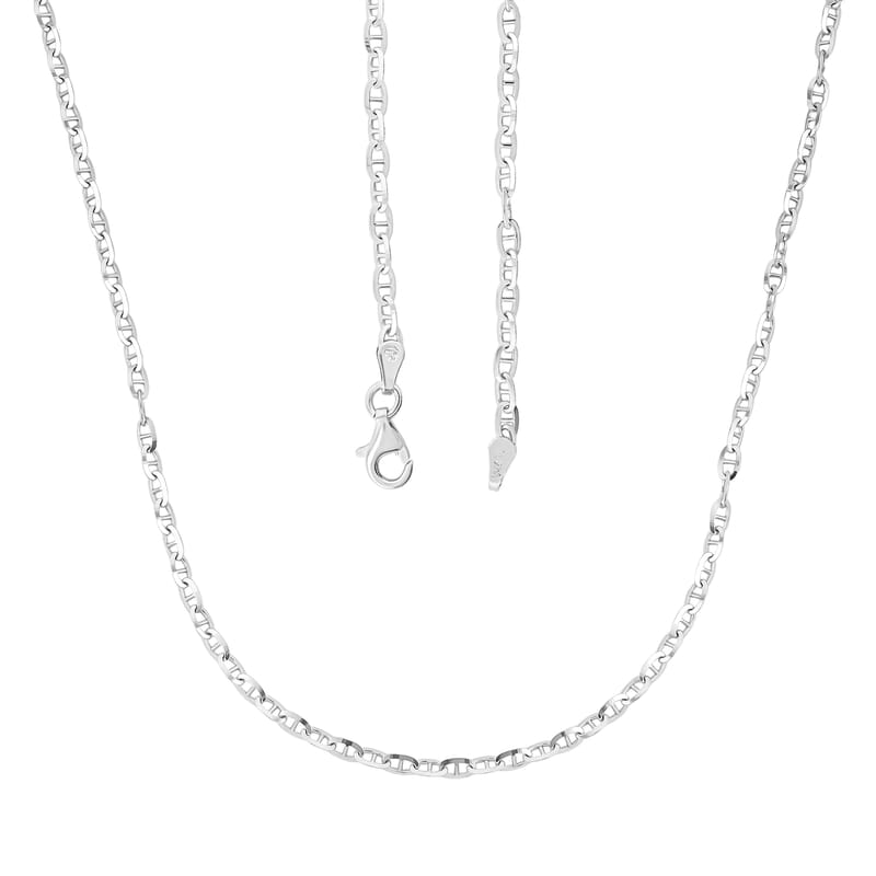 Italian Brillucci Chain Necklace in Rhodium Over Sterling Silver 4.84 Grams 20 Inches