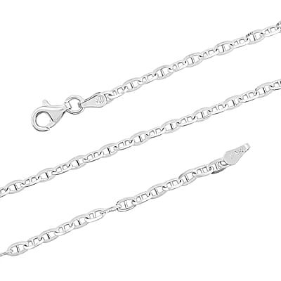 Italian Brillucci Chain Necklace in Rhodium Over Sterling Silver 4.84 Grams 20 Inches
