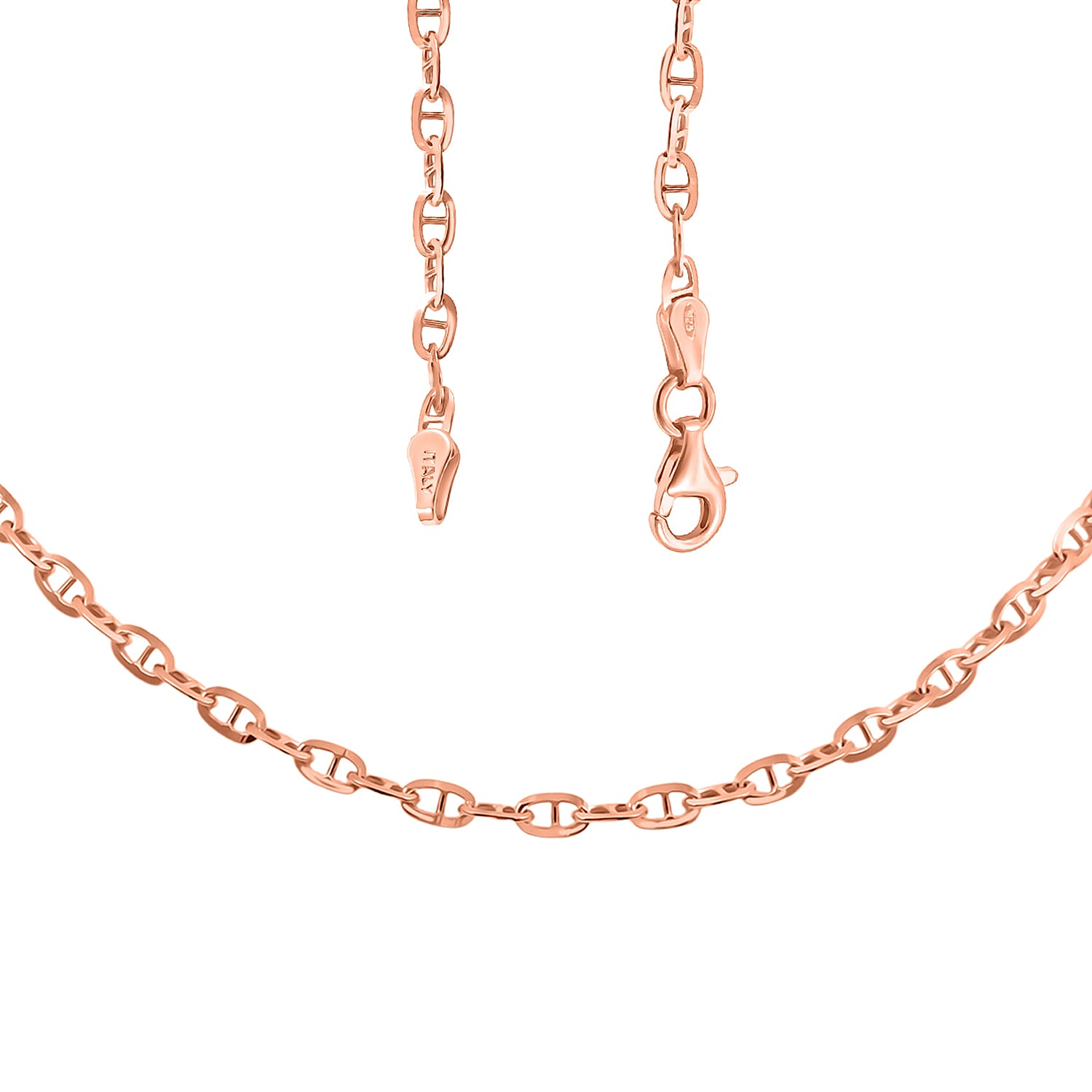 Italian Brillucci Chain Necklace in 14K Rose Gold Over Sterling Silver 4.84 Grams 20 Inches