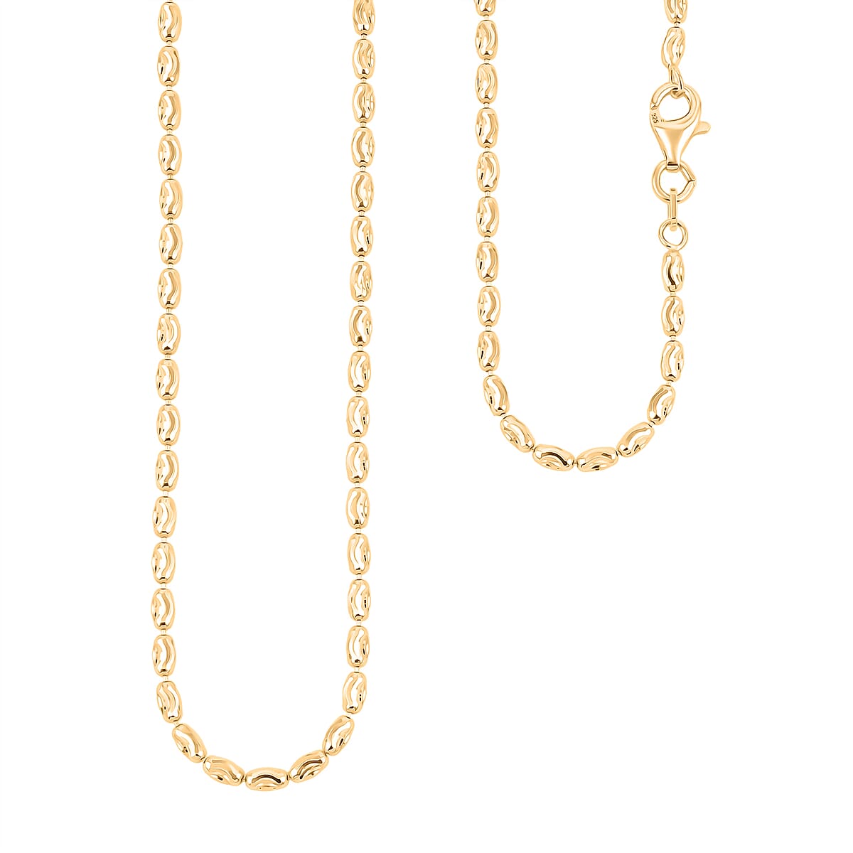 Doorbuster Italian Rice Chain Necklace in 14K Yellow Gold Over Sterling Silver 6.3 Grams 20 Inches image number 0