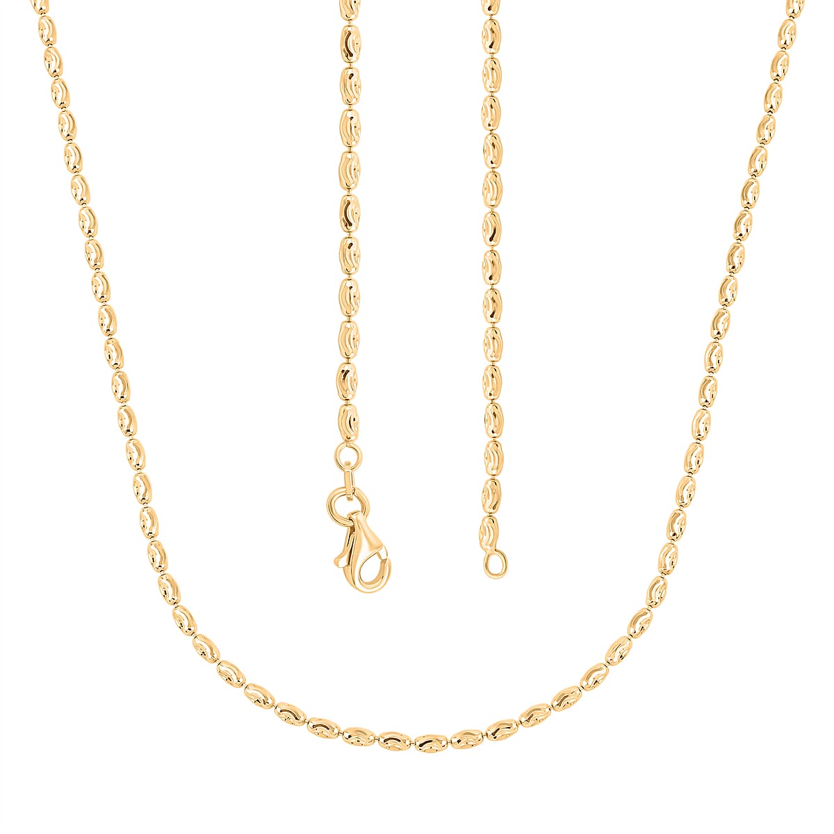 Doorbuster Italian Rice Chain Necklace in 14K Yellow Gold Over Sterling Silver 6.3 Grams 20 Inches image number 4