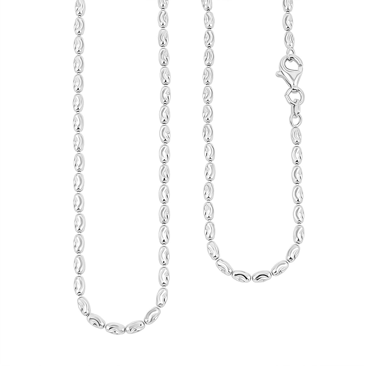 Doorbuster Italian Rice Chain Necklace in Rhodium Over Sterling Silver 6.3 Grams 20 Inches image number 0
