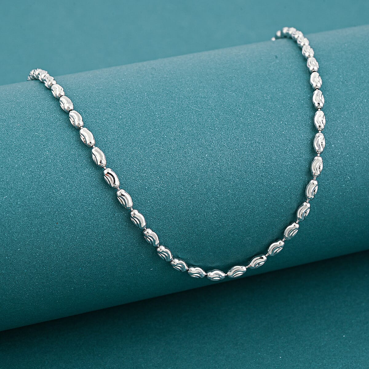 Doorbuster Italian Rice Chain Necklace in Rhodium Over Sterling Silver 6.3 Grams 20 Inches image number 1