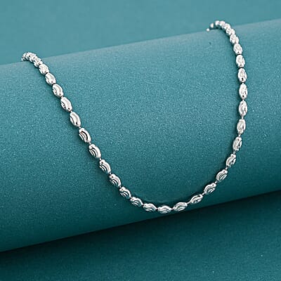  Italian Rice Chain Necklace in Rhodium Over Sterling Silver 6.3 Grams 20 Inches