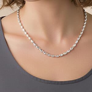 Doorbuster Italian Rice Chain Necklace in Rhodium Over Sterling Silver 6.3 Grams 20 Inches