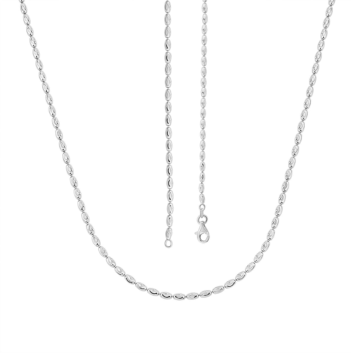 Doorbuster Italian Rice Chain Necklace in Rhodium Over Sterling Silver 6.3 Grams 20 Inches image number 4