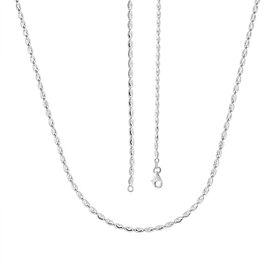  Italian Rice Chain Necklace in Rhodium Over Sterling Silver 6.3 Grams 20 Inches