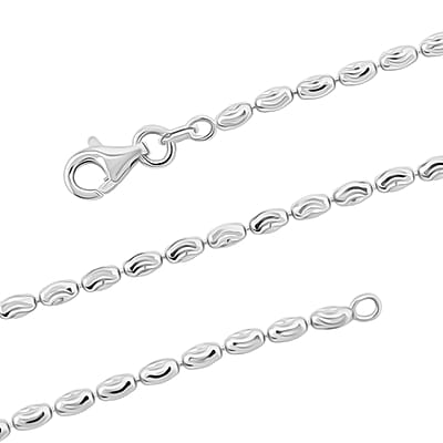  Italian Rice Chain Necklace in Rhodium Over Sterling Silver 6.3 Grams 20 Inches
