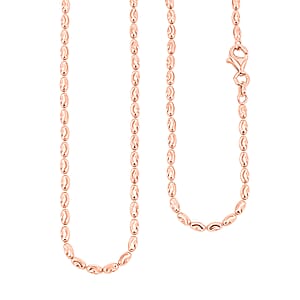 Doorbuster Italian Rice Chain Necklace in 14K Rose Gold Over Sterling Silver 6.30 Grams 20 Inches