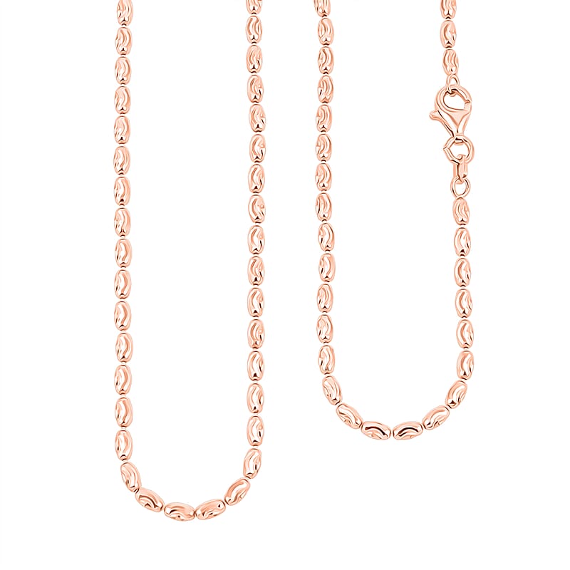  Italian Rice Chain Necklace in 14K Rose Gold Over Sterling Silver 6.30 Grams 20 Inches