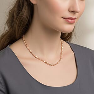 Doorbuster Italian Rice Chain Necklace in 14K Rose Gold Over Sterling Silver 6.30 Grams 20 Inches