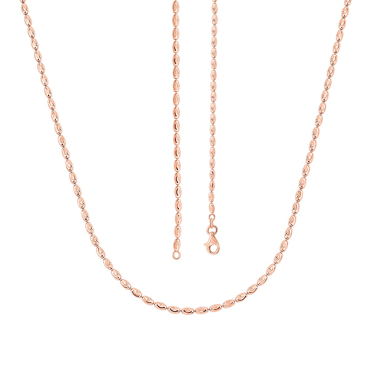 Doorbuster Italian Rice Chain Necklace in 14K Rose Gold Over Sterling Silver 6.30 Grams 20 Inches image number 4