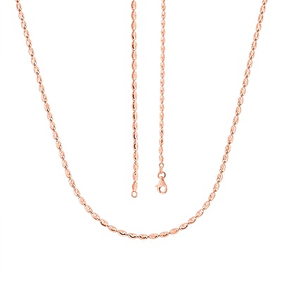  Italian Rice Chain Necklace in 14K Rose Gold Over Sterling Silver 6.30 Grams 20 Inches