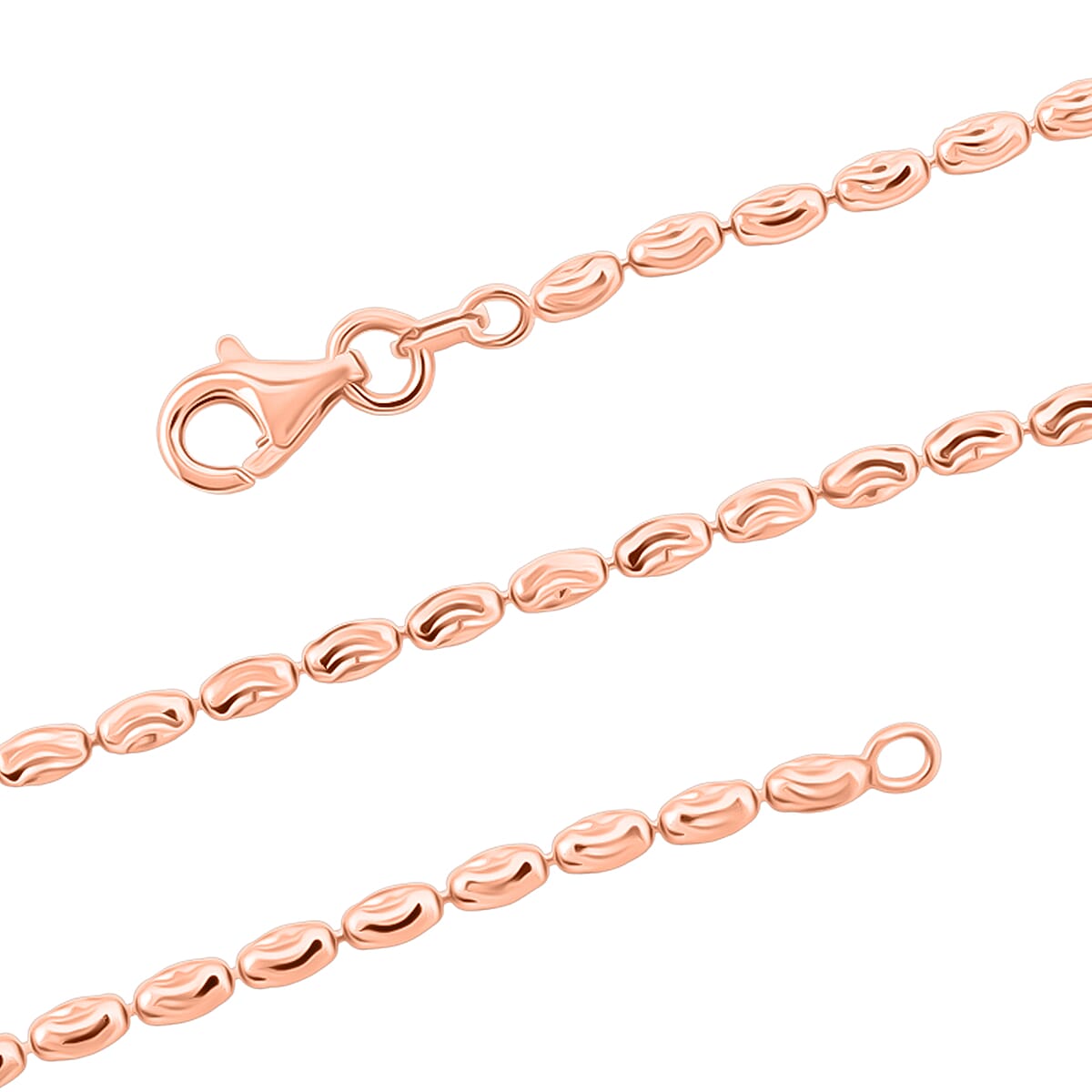Doorbuster Italian Rice Chain Necklace in 14K Rose Gold Over Sterling Silver 6.30 Grams 20 Inches image number 5