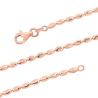  Italian Rice Chain Necklace in 14K Rose Gold Over Sterling Silver 6.30 Grams 20 Inches